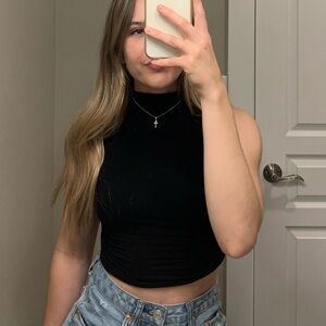 Naked wardrobe funnel neck cropped shirt